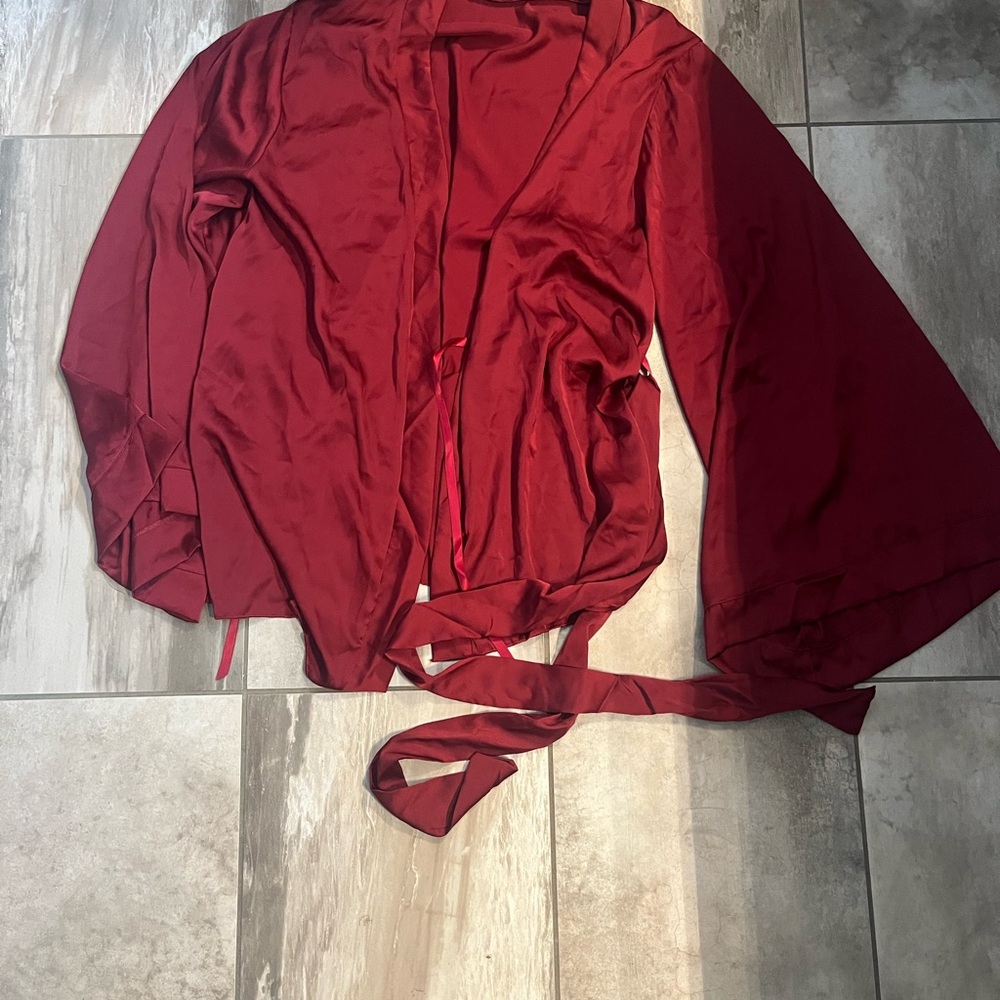 Elegant Red/wine/Bordeaux colour, Women's satin kimono Robe
